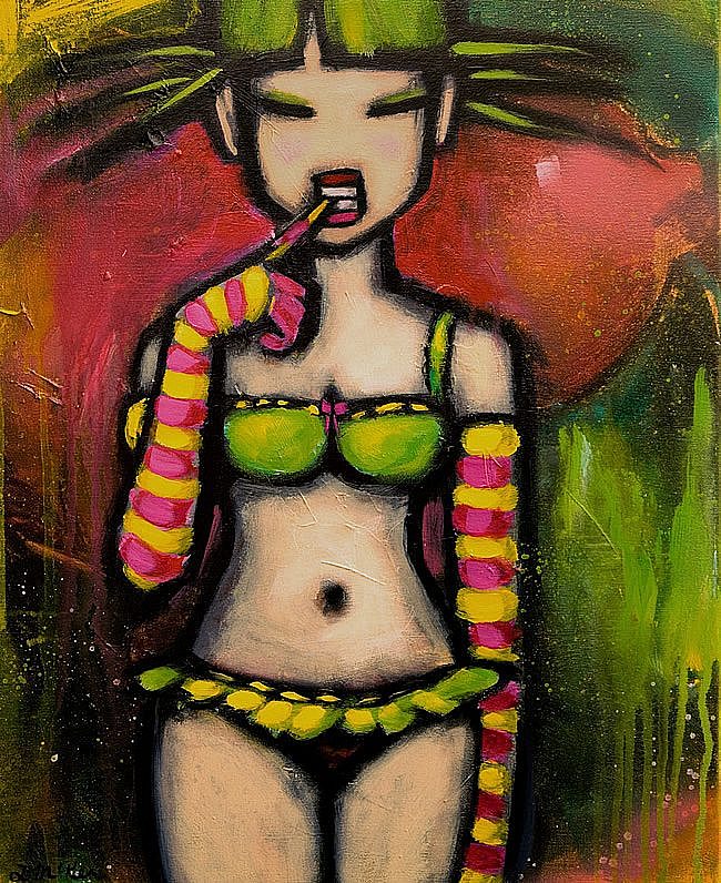 Poster Girl 2. Mixed Media on canvas,