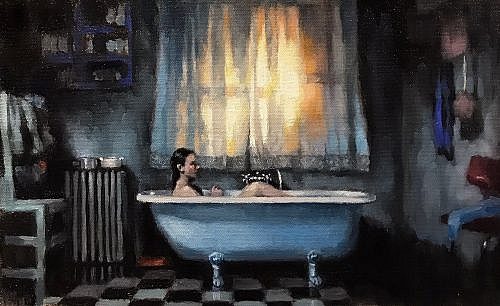 moody bath scene