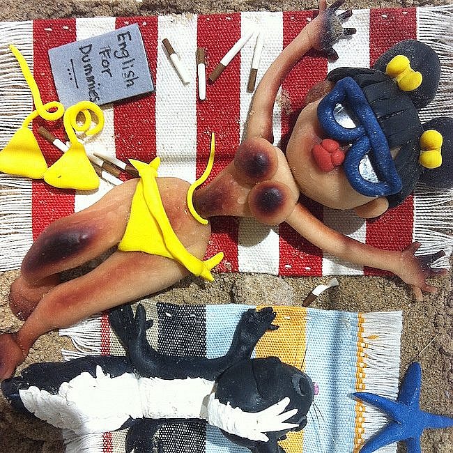 First Trip to Manly Beach. (top view) Polymer Clay/mixed media SOLD