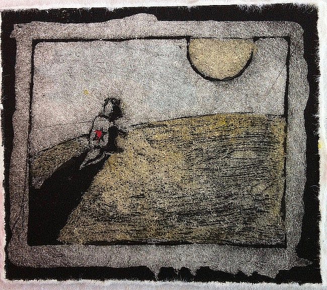 Stinky in the Desert. Hand coloured aluminium etching. SOLD